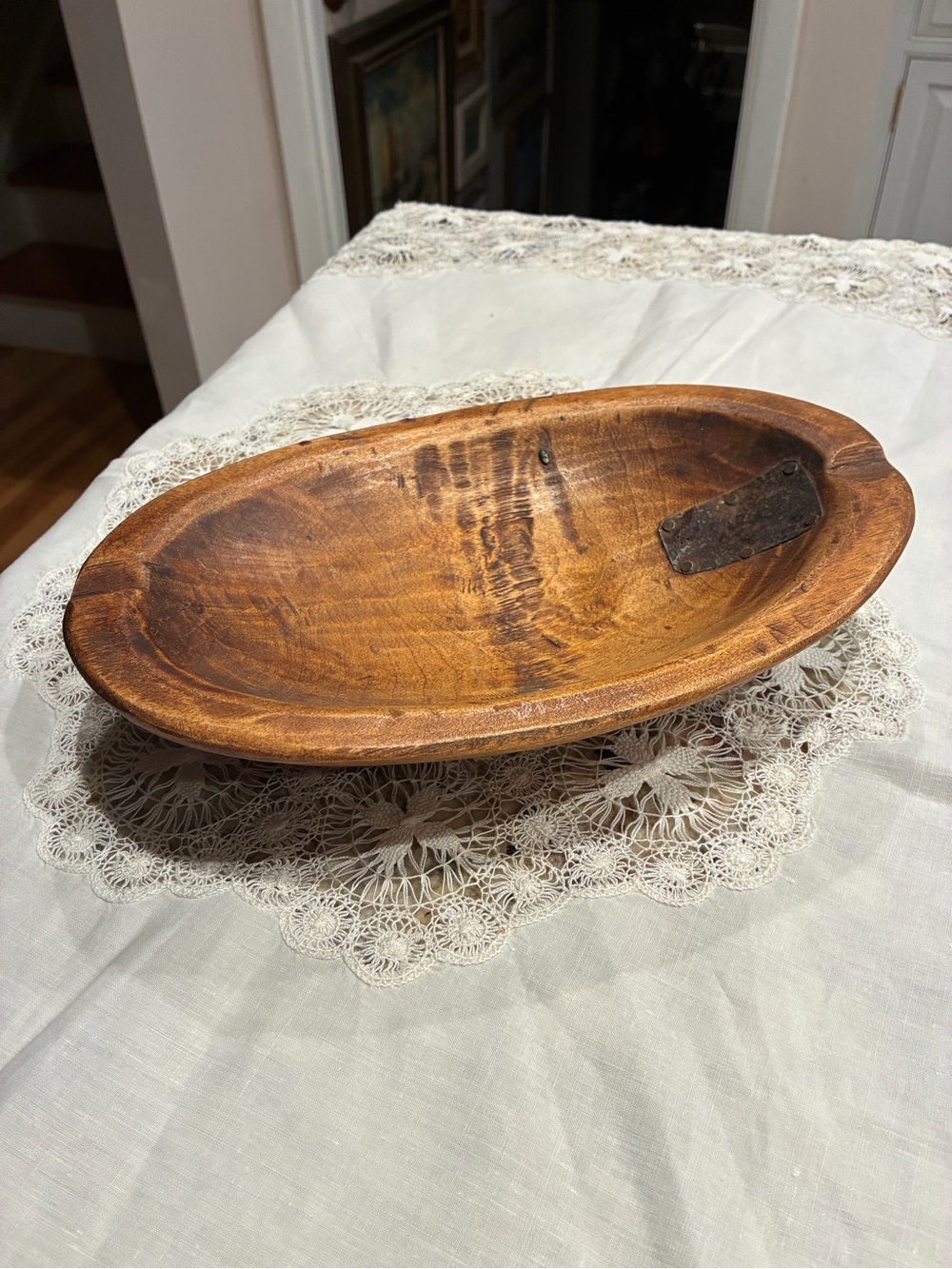Vintage Keith H Jones Boston Bowl Company Hand Carved Hewn Wood Dough